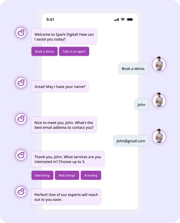 AI agent automating lead qualification, answering product questions, and guiding prospects to drive sales.