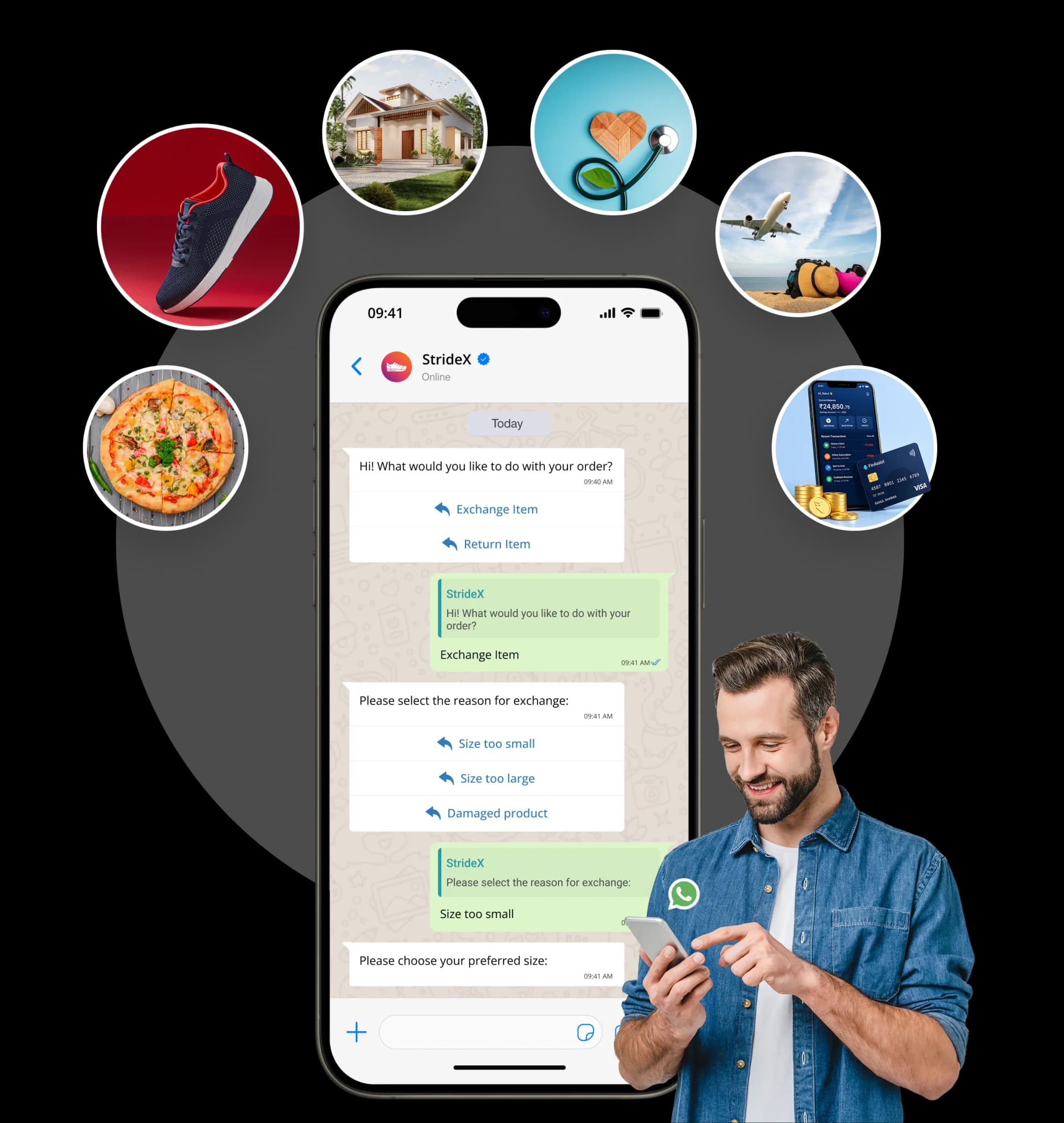 Chronox AI WhatsApp chatbot for product returns and exchange management.