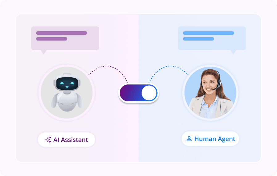 Toggle between AI assistant and human agent in WhatsApp conversations